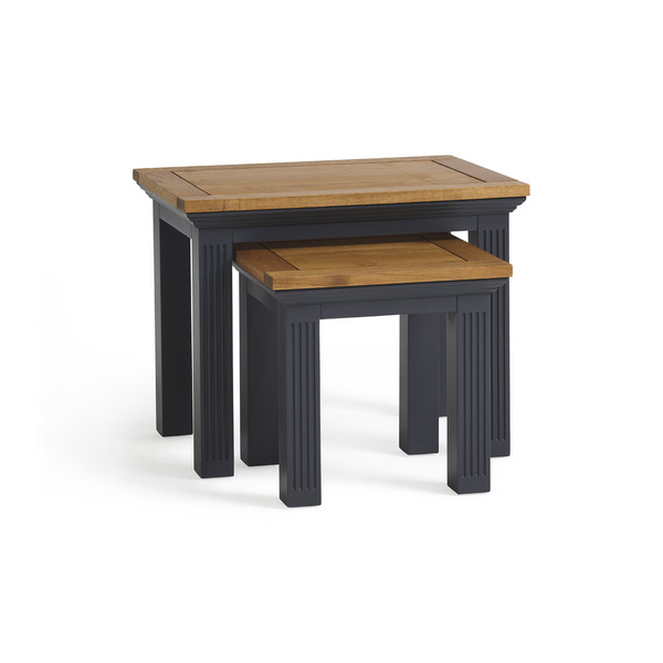 Highgate Rustic Oak and Painted Hardwood Nest of Tables – Oak Furniture