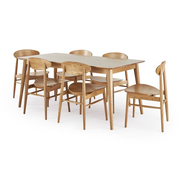Oscar Natural Solid Oak 6ft Dining Table with 6 Oscar Chairs – Oak ...